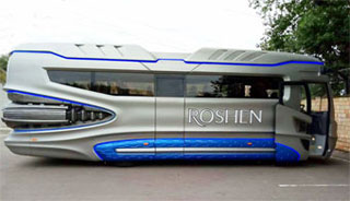 Kiev Roshen Chocolate Factory Tours by Space Bus start in January 2019 | Side View