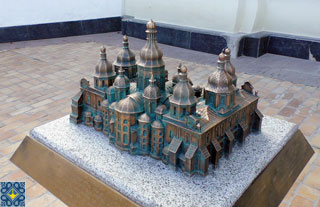 St Sophia Cathedral 3D Scale Model set in front of St Sophia Bell Tower