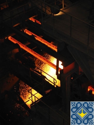 Metallurgical plant ArcelorMittal tour - steel bars cut by gas