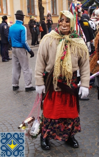 Malanka Festival 2014 in Chernivtsi | Baba Yaga with bottles