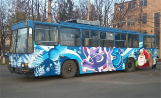 Odessa Parade of New Year Trolleybuses on 19.12.2017