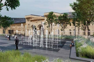 Light and Music Fountain open on 01.09.2021 at Arsenalna Square in Kyiv