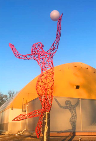 Moon Volleyball Sculpture by Alexander Milov installed on 29.04.2021 in Kyiv