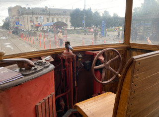 Kyiv Retro Tram M2-M 1892 is back for Tram Tours on Podil after Restoration - Cockpit