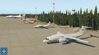 Flight Simulator Boeing 737 - An-148, An-24, An-32, An-30, An-26, An-2, An-225 Mriya on the ramp of Antonov Airport (UKKM, GML)